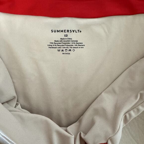 EUC Summersalt Ruched Backflip Lava Red One Piece Swimsuit Size 12 - Picture 6 of 6